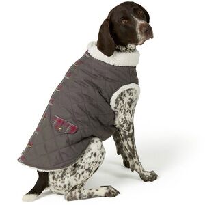 NEW Charcoal Quilted Dog Jacket with Cream Fleece Lining